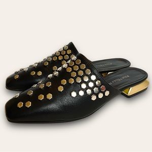 Fratelli Russo Studded Slide Mules w/ Geometric Heel SZ 37
